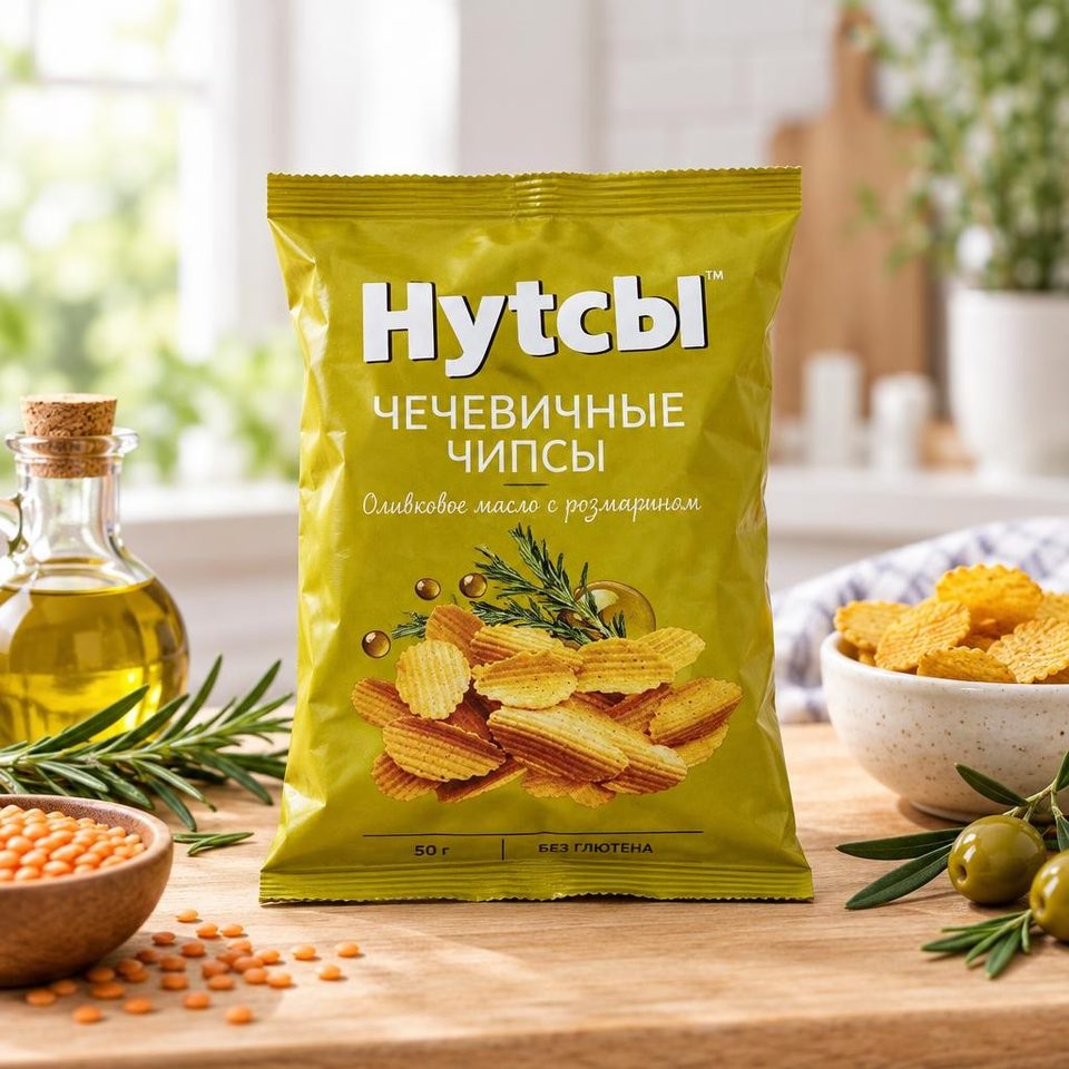 Чечевичные чипсы со вкусом оливковое масло и розмарин 50 гр