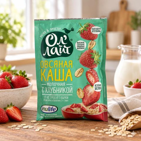 Ол Лайт Овсяная молочная каша быстрого пригот с клубникой 40гр