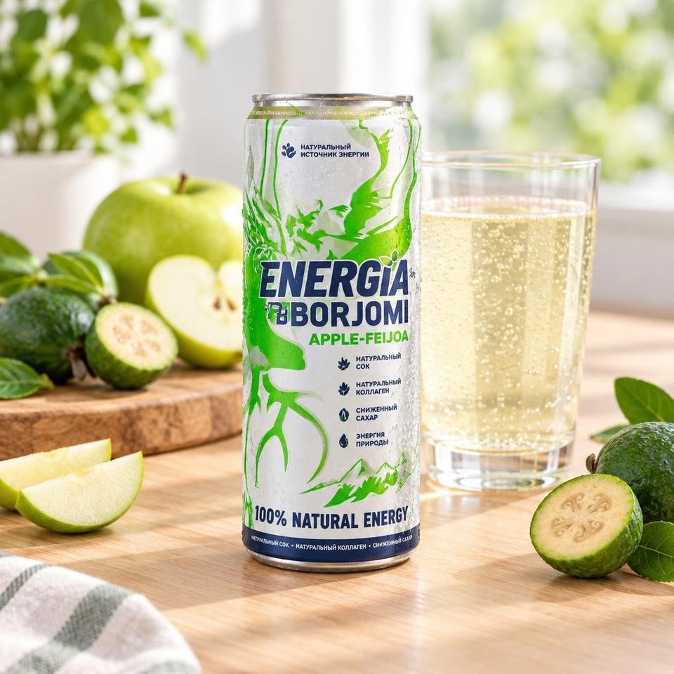 Боржоми ENERGIA  by Borjomi со вкусом яблока и фейхоа 0,24мл 12шт