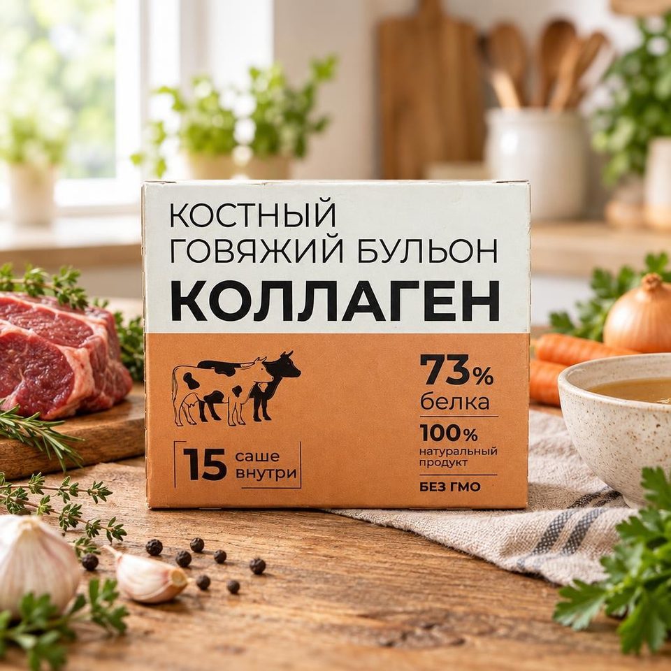 Костный бульон Говяжий 5г ( 15 шт в 1кор)САШЕ (75шт*15кр)