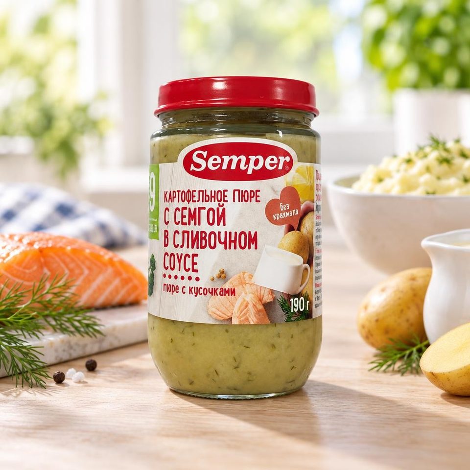 Semper пюре Картофельное пюре с семгой в сливочном соусе 190гр 12шт