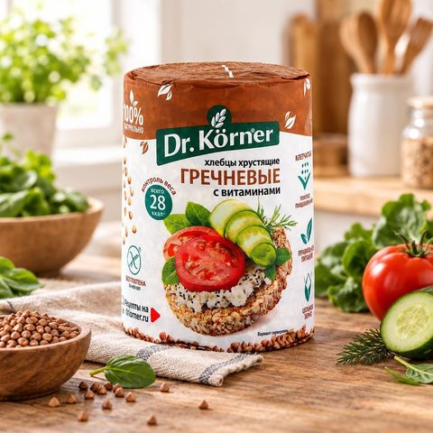 Dr Korner Хлебцы хрустящие гречневые с витаминами 100гр 20шт