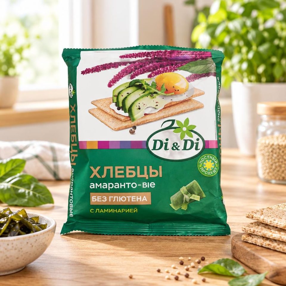 Хлебцы амарантовые Di&Di с ламинарией 100 гр 12 шт
