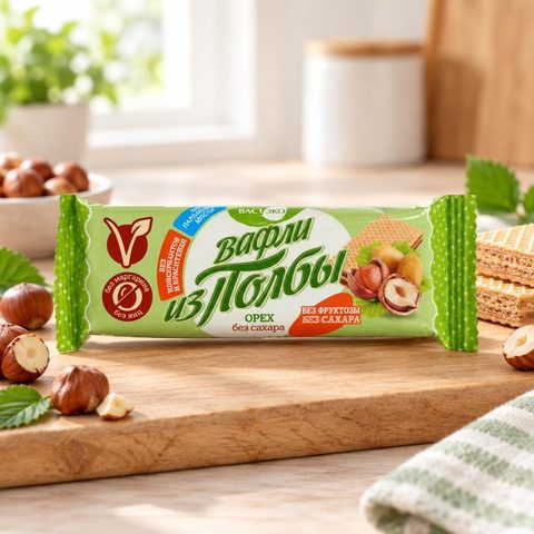 Вастэко Вафли из полбы Орех без сахара 15гр
