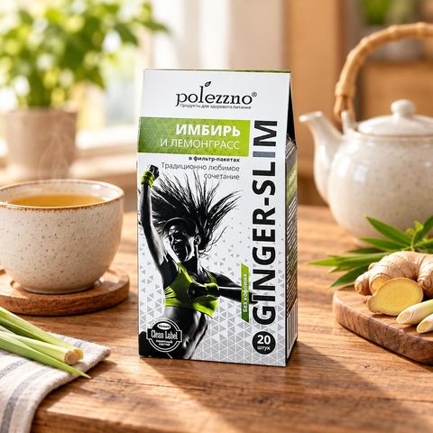 Polezzno Имбирь и лемонграсс в 20 пакетиков 40гр 21шт