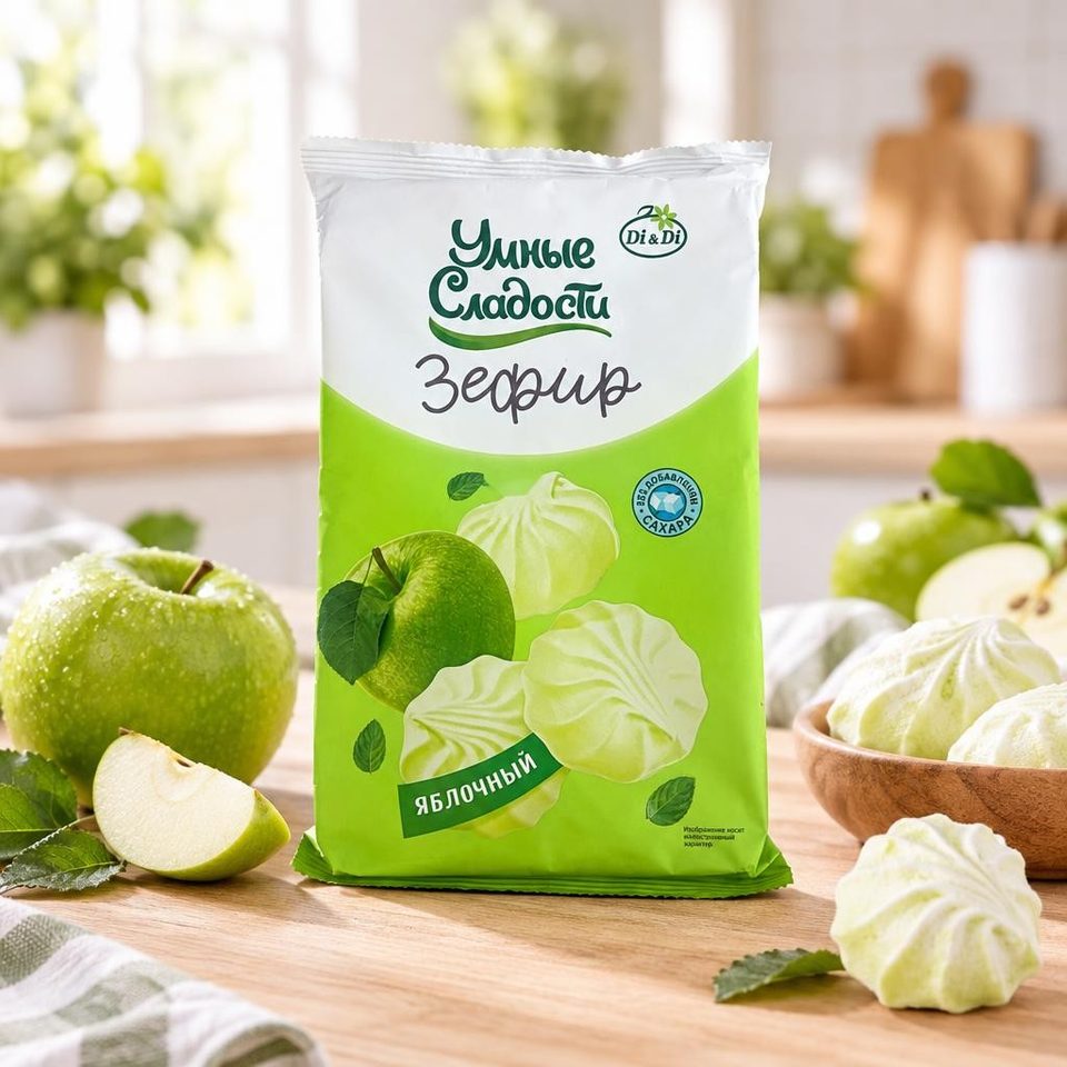 Зефир Умные сладости со вкусом зеленого яблока 150 гр 11 шт