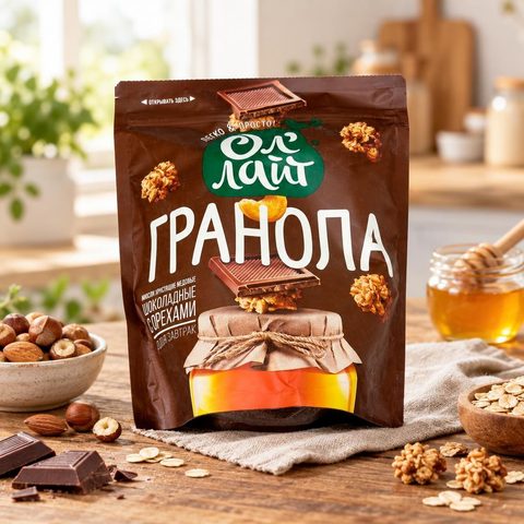 Ол лайт Мюсли хрустящ.медов шоколадные с орехами 12/280гр