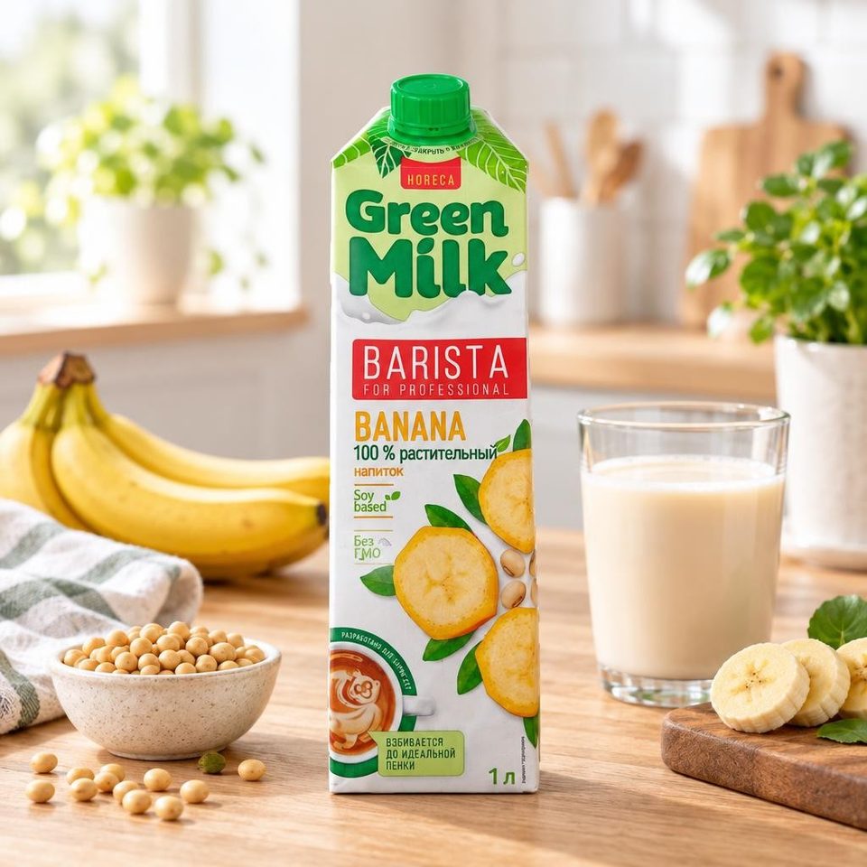 Green milk растительный напиток Соевый с бананом 1литр