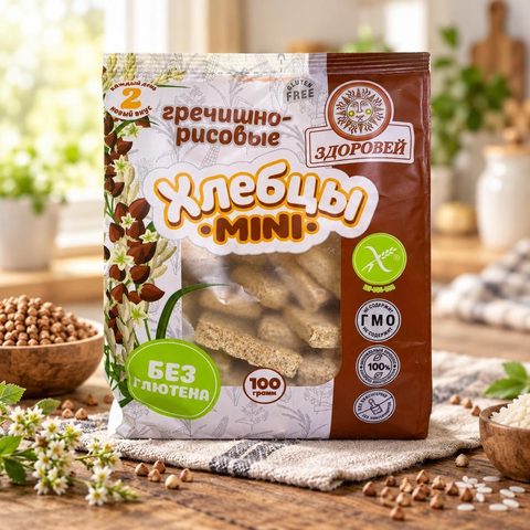 Здоровей Хлебцы Mini гречишно-рисовые 100гр 24шт