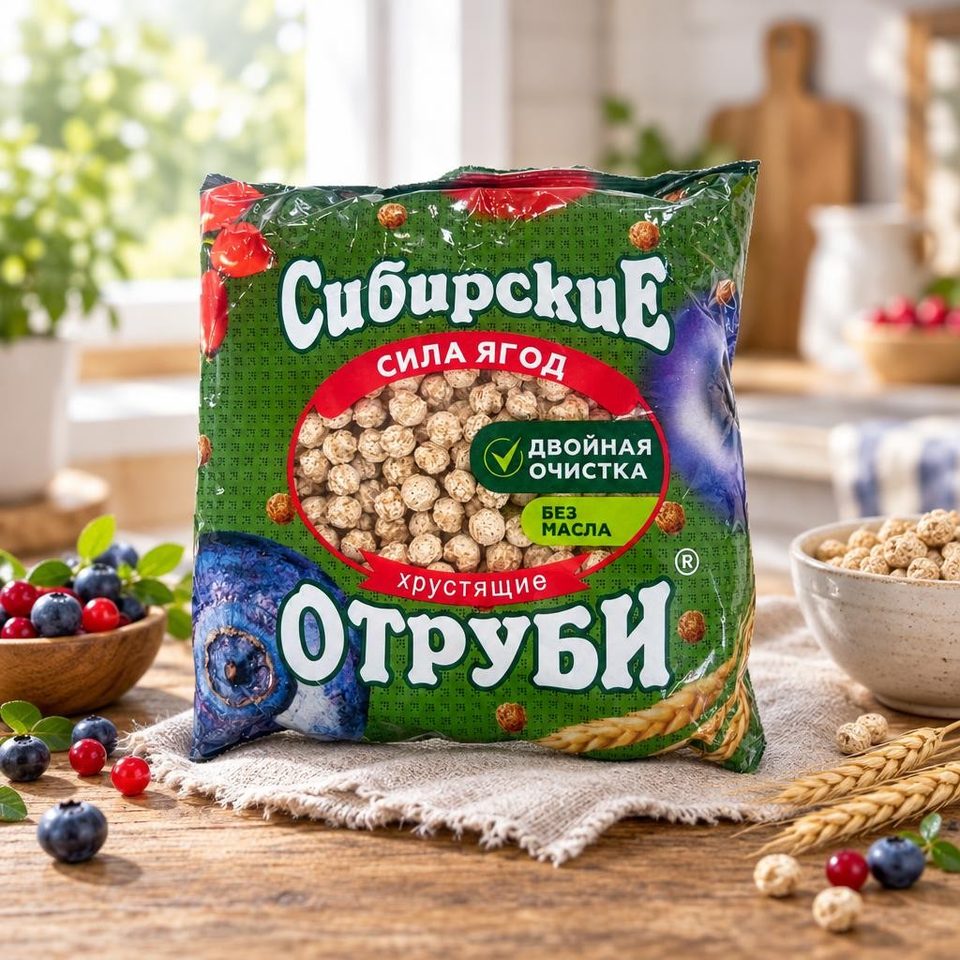 Сибирские отруби хрустящие Сила ягод 100 гр 25шт