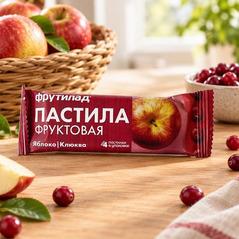 Фруктовая пастила яблочная с клюквой 30гр 12шт