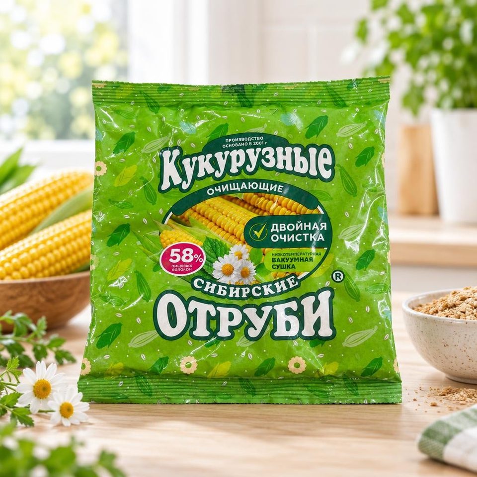 Сибирская клетчатка Сибирские отруби "Кукурузные" очищающие 180 грамм