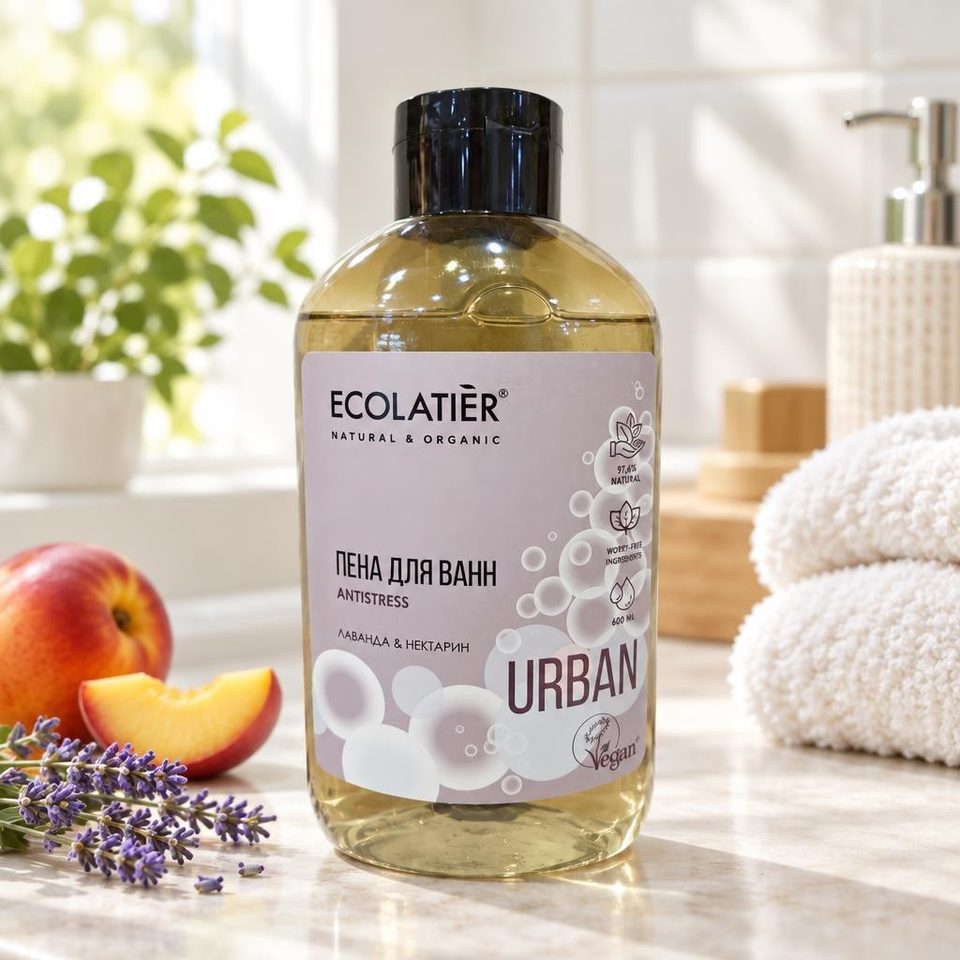 ECOLATIER URBAN Пена для ванн лаванда и нектаринн 600мл
