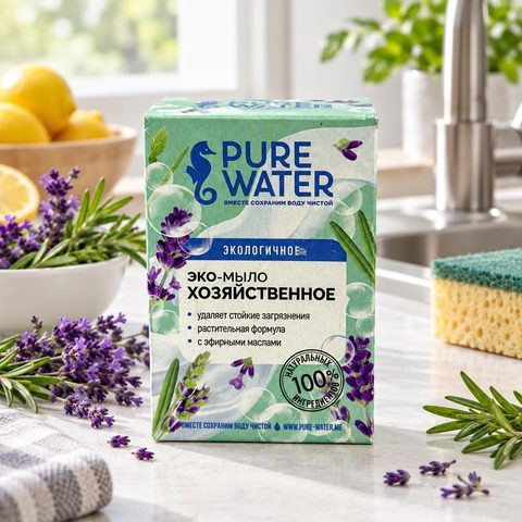 Pure Water Мыло хозяйственное c эфирными маслами 175гр
