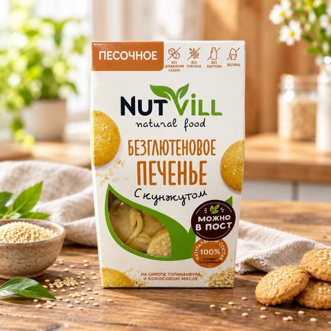 Nutvill Безглютеновое печенье песочное с кунжутом 100гр