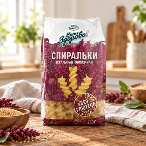 Макаронные изделия Ешь Здорово из амарантовой муки не содержащие глютена Спиральки 250гр 16шт
