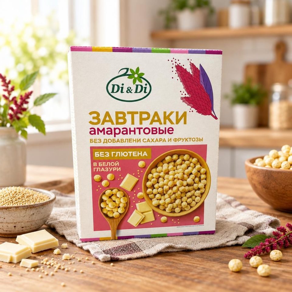 Завтраки Амарантовые Di&Di в белой глазури 250 гр 20 шт