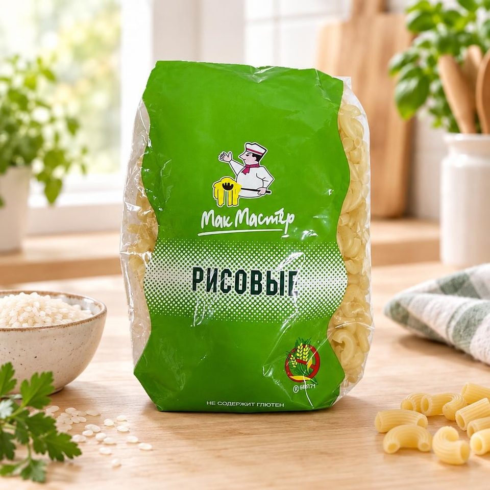Мак Мастер Рисовые макароны рожок и рифленая трубочка безглютеновые 300 гр