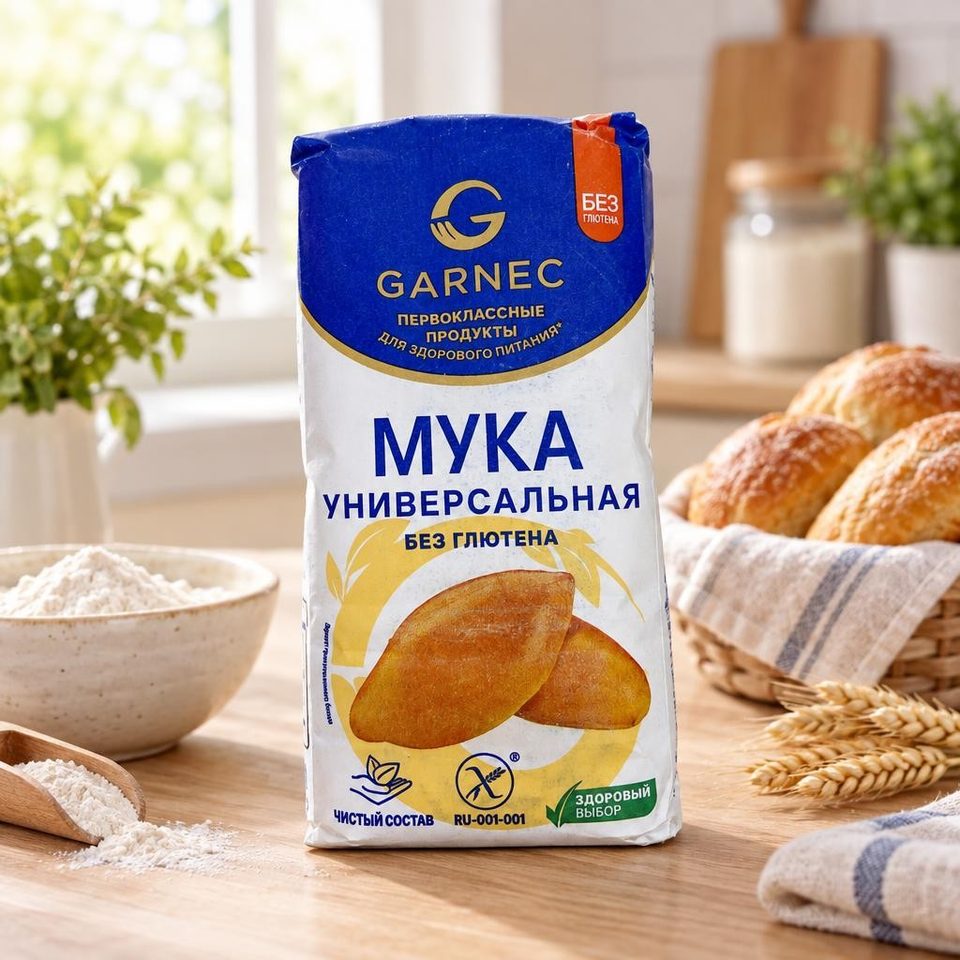 Гарнец Мука универсальная без глютена 600гр 6шт