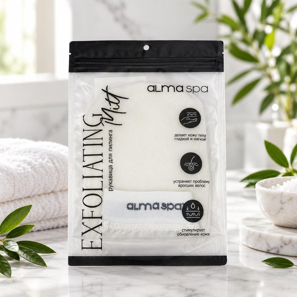 Alma spa Руковица для пилинга Белая