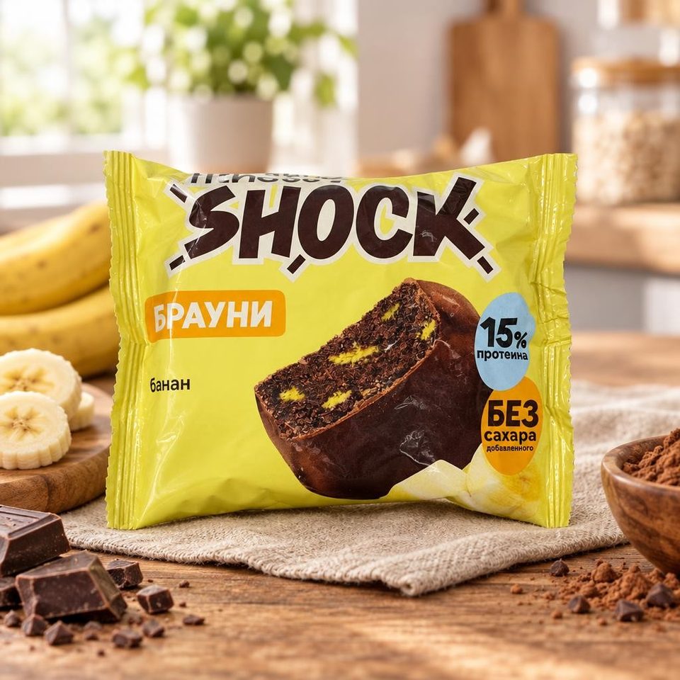 FitnesShock Печенье DESERT Банановый брауни 35гр 12шт