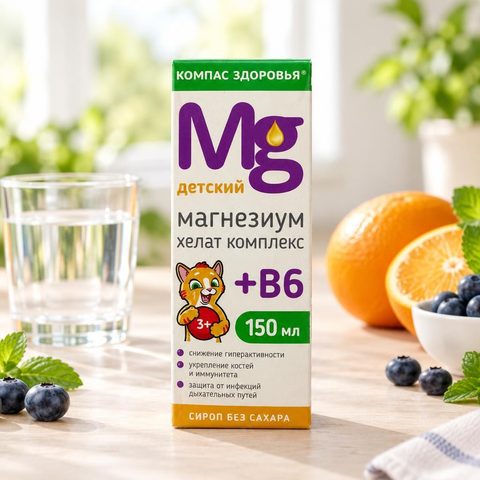 БАД Магнезиум Хелат комплекс+В6 детский 150мл