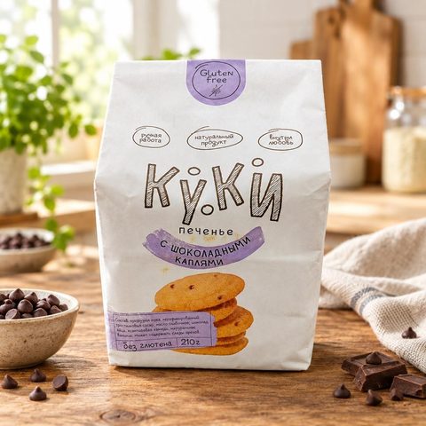 Печенье Куки шоколадными каплями без глютена 210гр