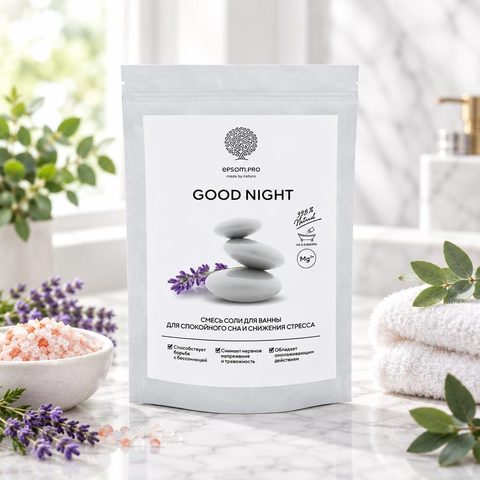 Epsom Salt Смесь английской и гималайской соли Good Night для спокойного сна и снижения стресса 1кг