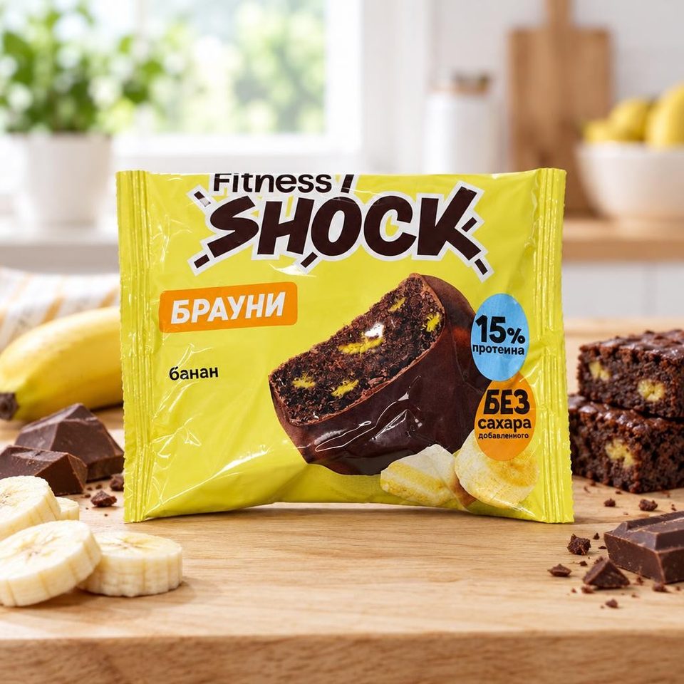FitnesShock Изделие кондитерское глазированное Банановый брауни 50гр 10шт