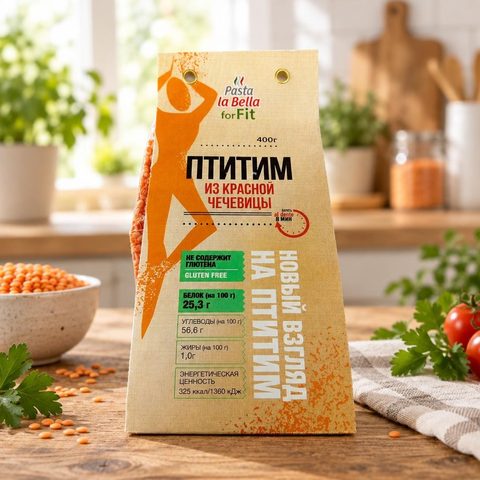 Pasta la Bella forFIT Птитим из красной чечевицы 400 гр 10 шт