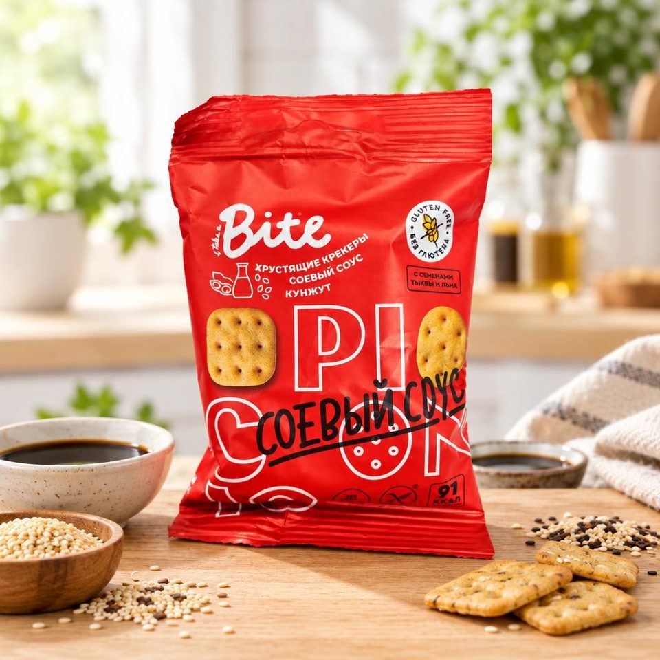 Byte крекеры соленые со вкусом соевый соус-кунжут 60гр 10шт