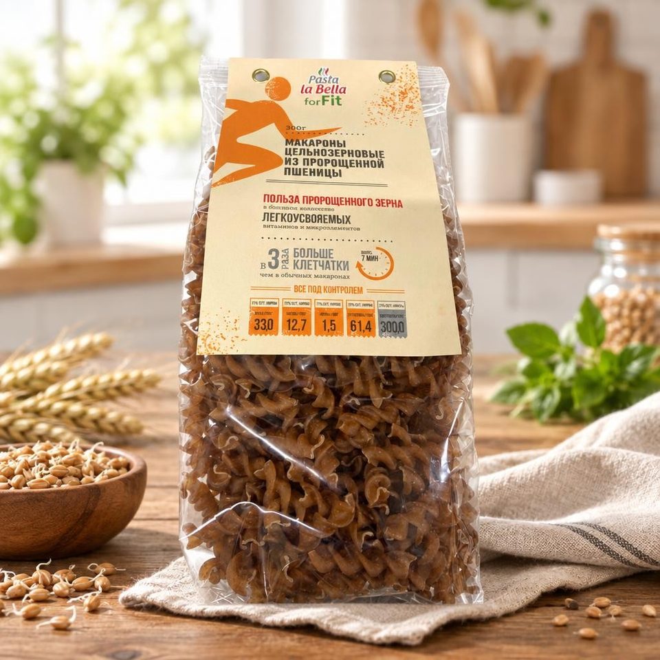 Pasta la Bella forFIT Макароны Цельнозерновые из пророщенной пшеницы 300 гр 10 шт