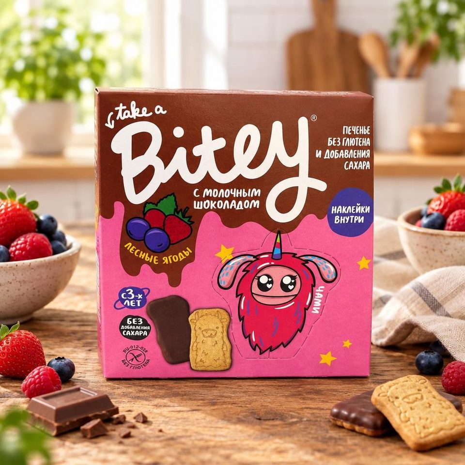 Bitey Печенье с шоколадом Лесные ягоды 125гр 8шт