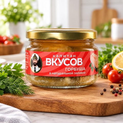 Горбуша Капитан Вкусов тихоокеанская куски в натуральной заливке 200 гр 6 шт