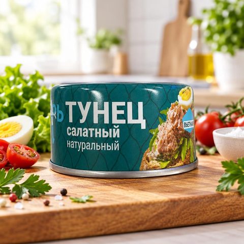 Тунец Капитан Вкусов полосатый салатный в натуральной заливке Вьетнам 170 гр 24 шт