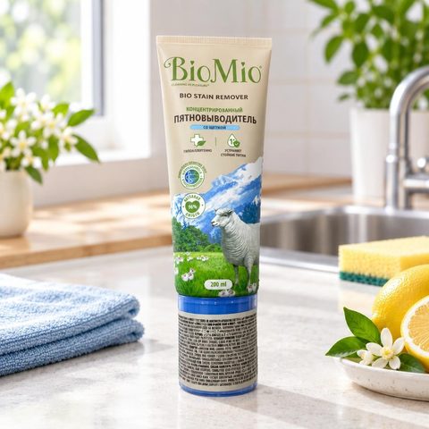Био Мио BIO STAIN REMOVER COLORS & WHITES Пятновыводитель со щеткой без запаха 200мл