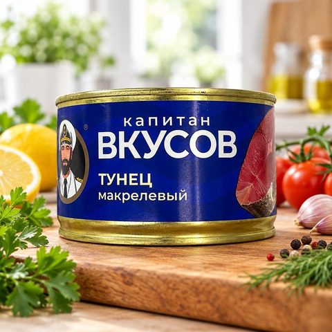 Тунец Капитан Вкусов макрелевый куски в натуральной заливке 240 гр 24 шт