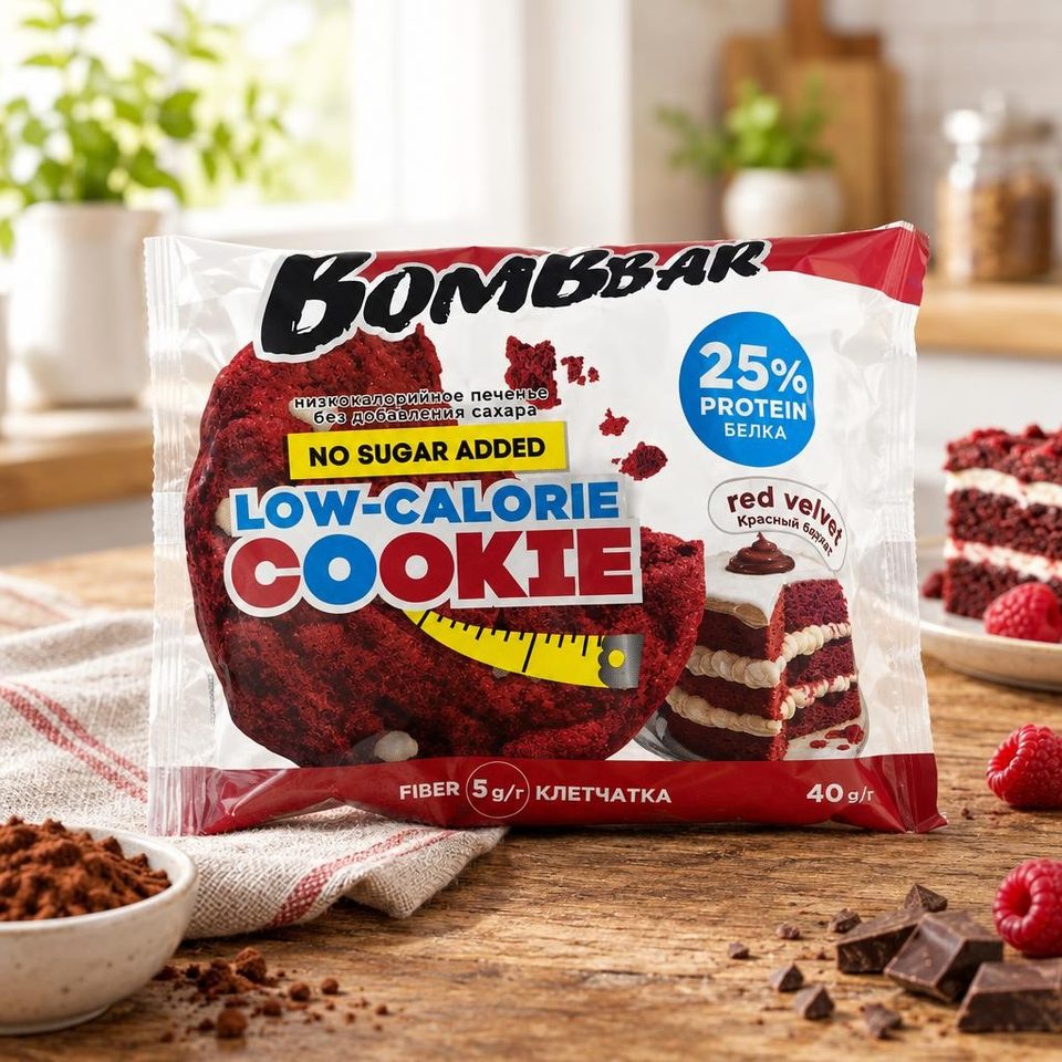 BOMBBAR Печенье неглазированное со вкусом Красный бархат 40гр 12шт