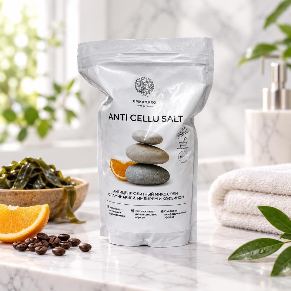 Epsom Salt Аромасмесь антицеллюлитная ANTI CELLU SALT с маслами ламинарией и кофеином 1 кг