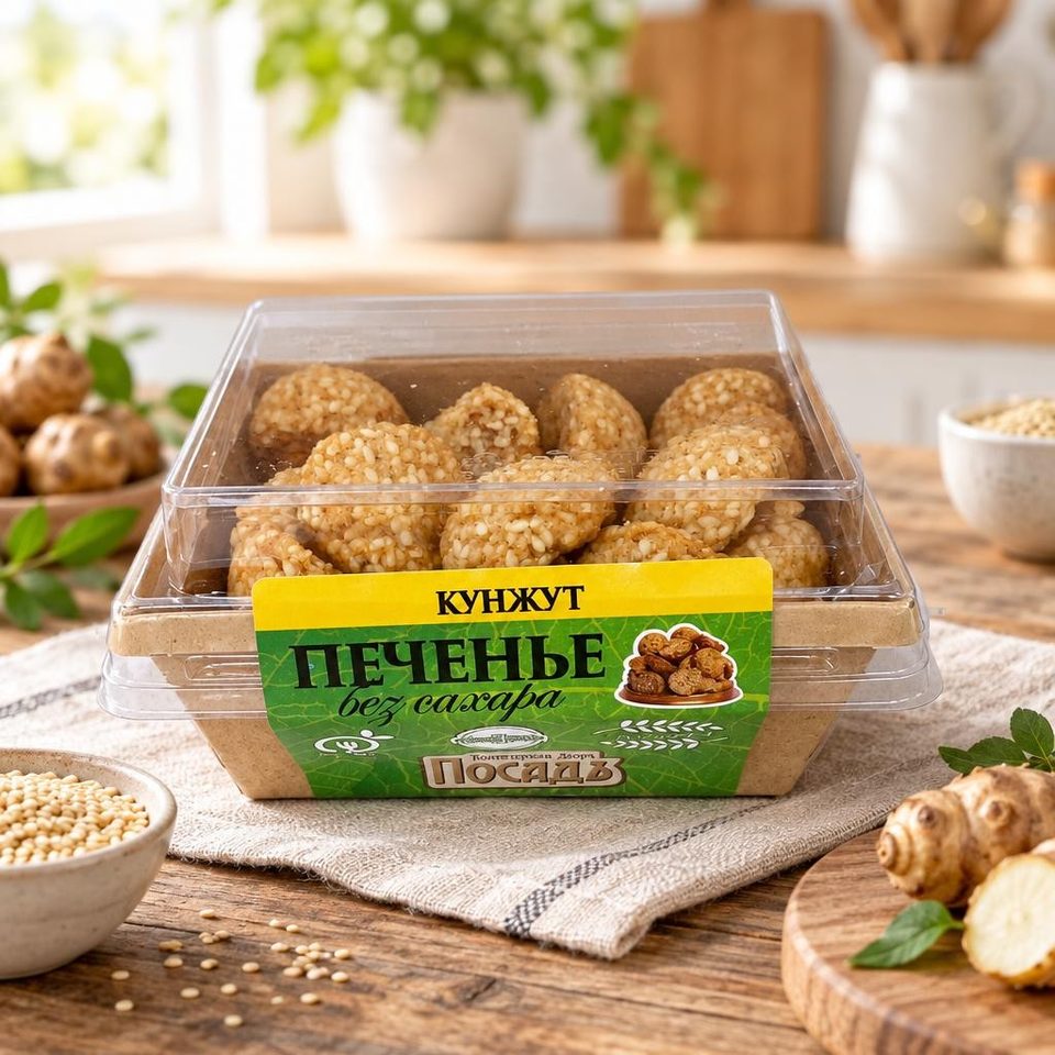 Печенье на сиропе топинамбура с кунжутом 130 гр 8 шт