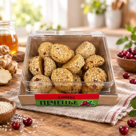 Печенье на сиропе топинамбура с кунжутом и клюквой 130 гр 8 шт