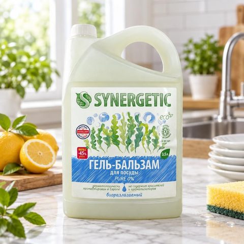Синергетик Гель-бальзам для мытья посуды Pure 0% 3,5л 4шт