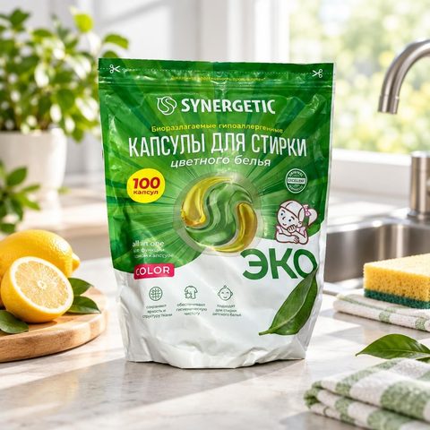Синергетик  Капсулы для стирки Color 100кап 6шт