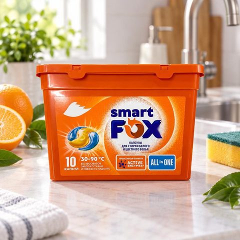 Синергетик Капсулы для стирки Smart Fox All In One 10шт 6шт