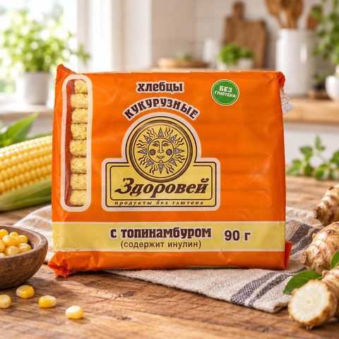 Здоровей Хлебцы хрустящие кукурузные с топинамбуром 90гр 20шт