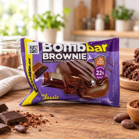 BOMBBAR Печенье глазированный со вкусом Брауни классический 50гр 10шт