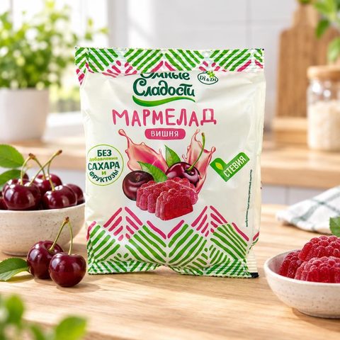 Мармелад Умные сладости желейно-формовой со стевией со вкусом вишни 150 гр 15 шт