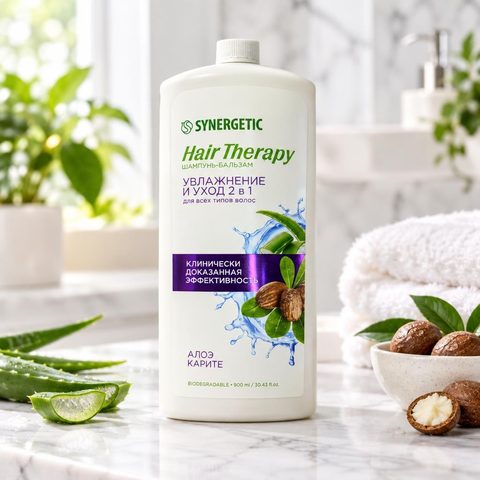 Синергетик Шампунь-бальзам Увлажнение и уход 2в1 Hair Therapy 900мл 6шт