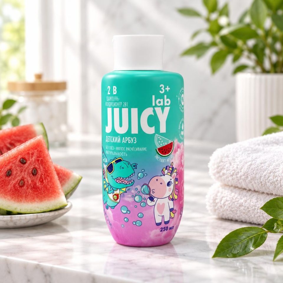 Детский шампунь-кондиционер JUICY Lab 2в1 Арбуз 250мл