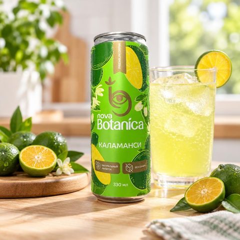 Botanica Напиток натуральный слабогазированный с соком Каламанси жб 0,33л